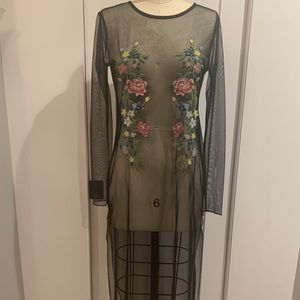 Zara Mesh Embroidered Maxi Dress